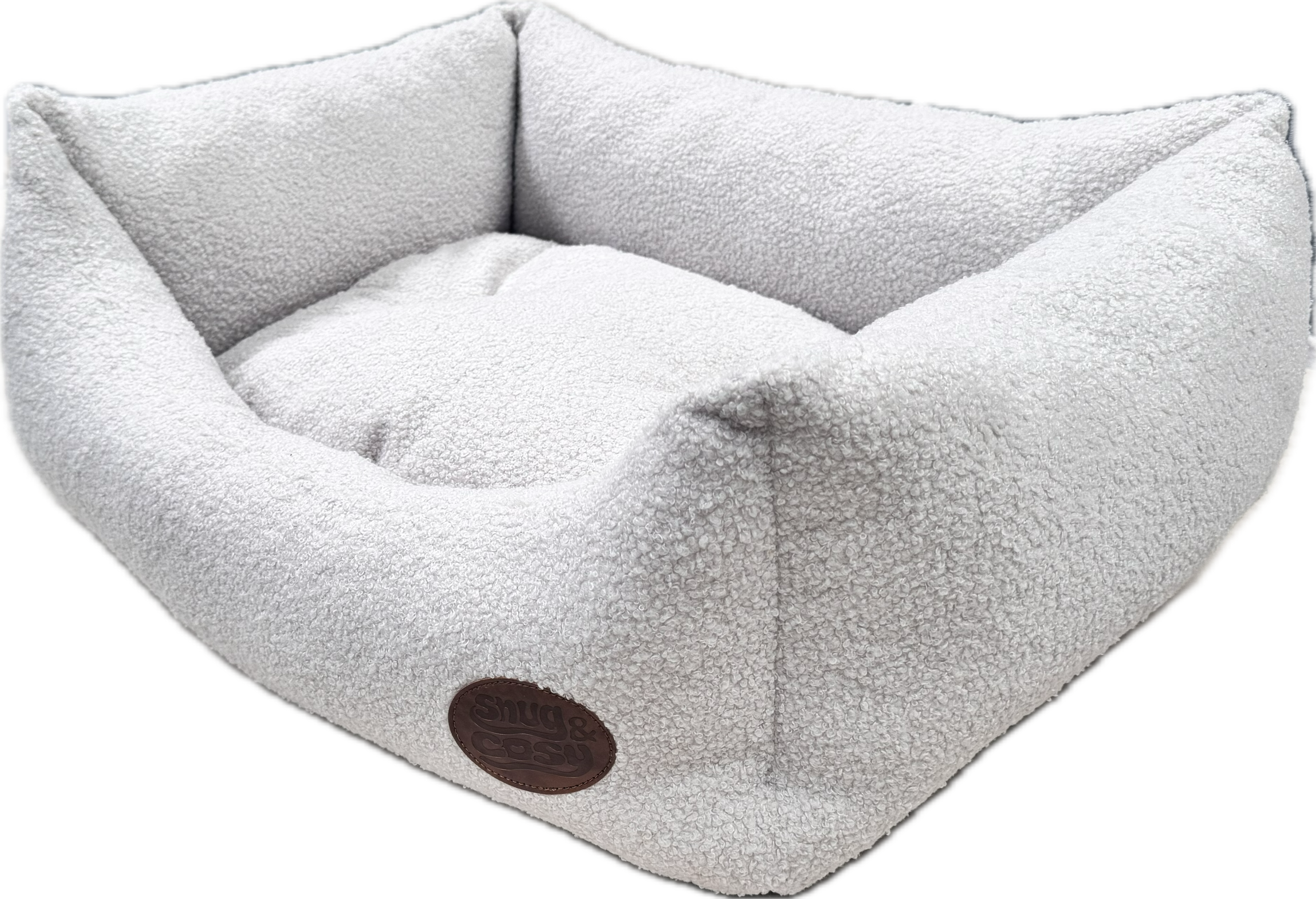 Luxury Teddy Boucle Dog Puppy Bed - Plush Pet Bed with Padded Sides - Dog Bed for dogs Snug and Cosy Pets
