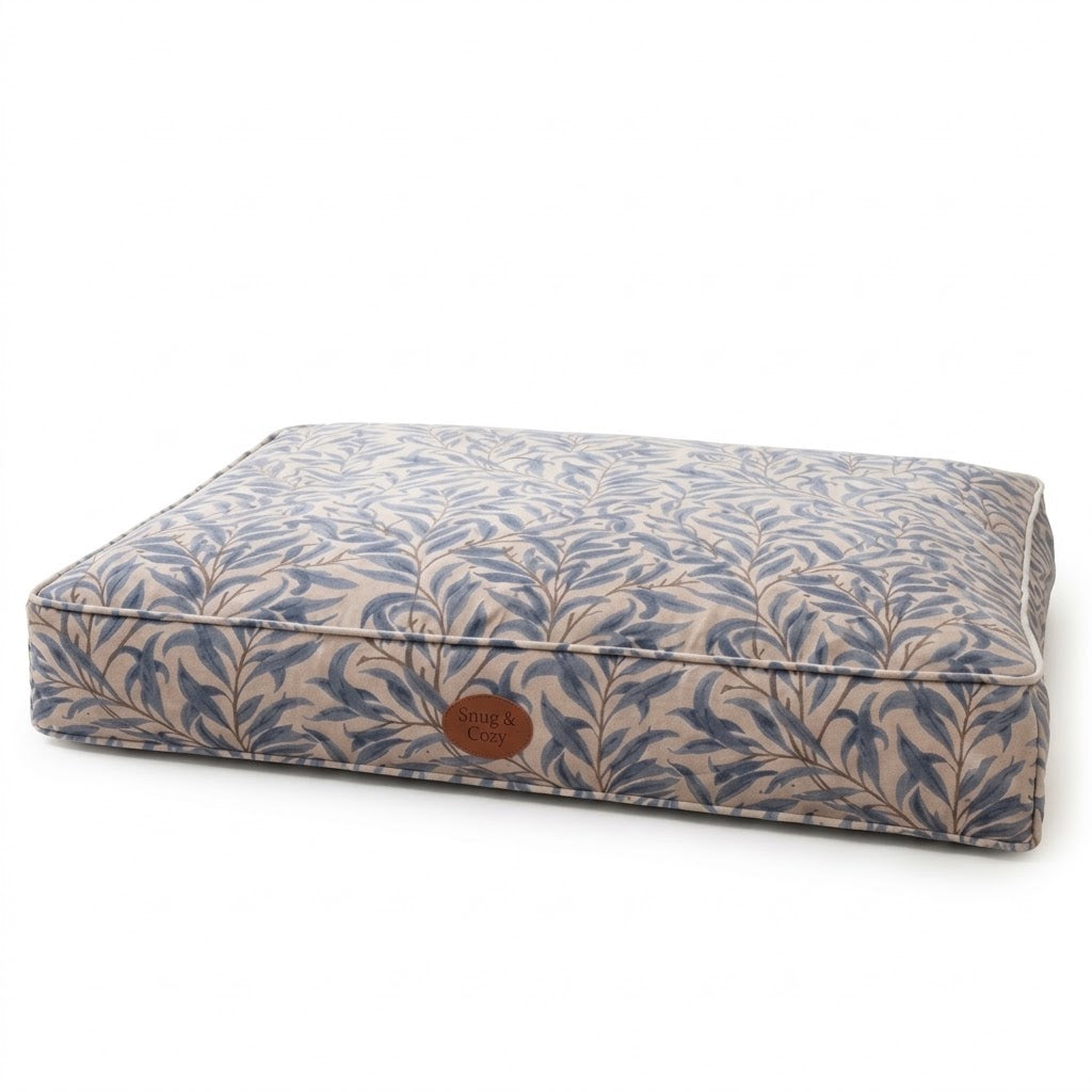 WM Willow Boughs Azure Pet Mattress Velveteen Fabric