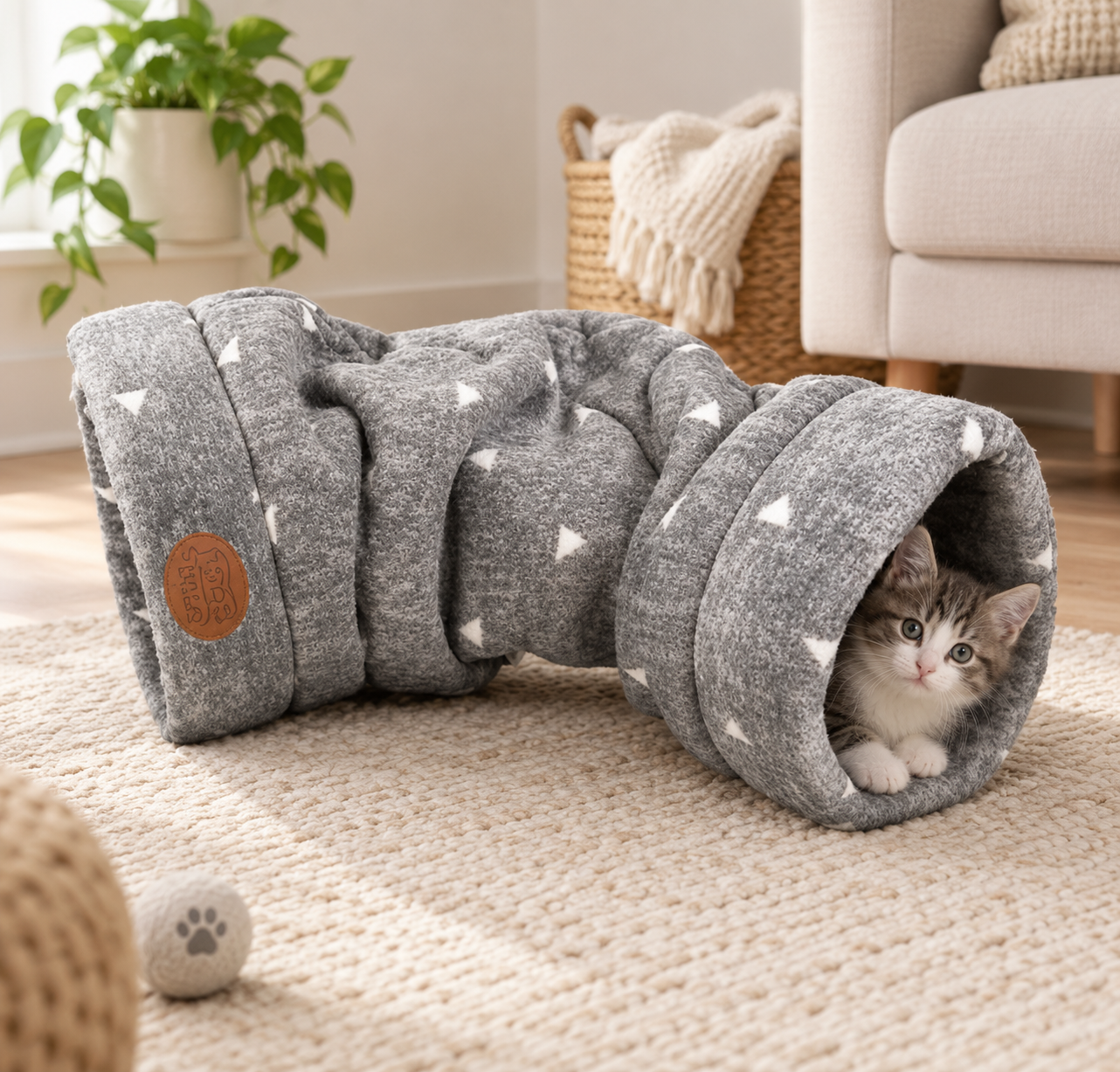 Sparkle Tunnel Cat Bed - Cozy Comfort for Your Feline Friend - Cat Beds for dogs Snug and Cosy Pets
