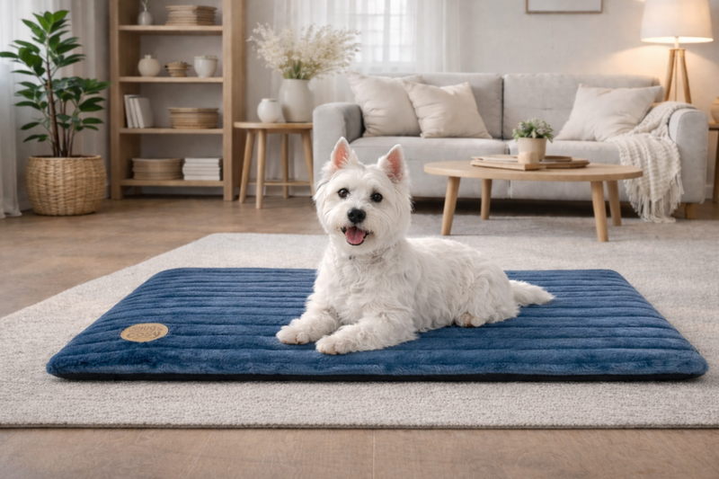 Alaska Memory Foam Faux Fur Dog Pet Mat - Orthopaedic Support & British Design - Dog Mat for dogs Snug and Cosy Pets