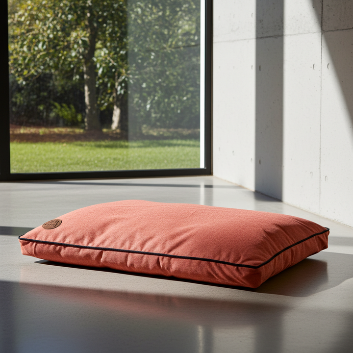 Burnt Orange Dog Lounger - Soft Hollow Fiber Pet Bed with Non-Slip Base - Pet Loungers for dogs Snug and Cosy Pets