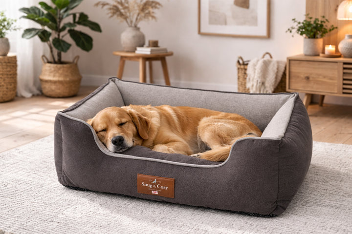 ELEGANCE Faux Leather High Sided Orthopaedic Dog Pet Bed - Dog Bed for dogs Snug and Cosy Pets
