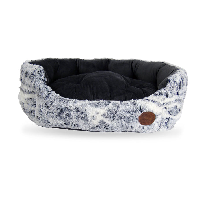 Grey Faux Fur Softie Pet Dog Puppy Bed - Luxury Comfort for Your Furry Friend - Pet Beds for dogs Snug and Cosy Pets