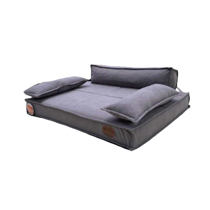 Grey Lounger with 2 removeable side pillows  88x68x26cm