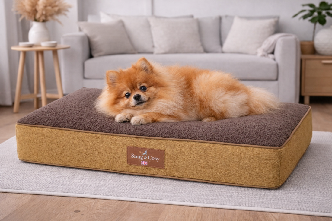 Heritage Tweed Orthopaedic Dog Bed Lounger | Memory Foam | Senior & Arthritic Dogs - Dog Bed for dogs Snug and Cosy Pets