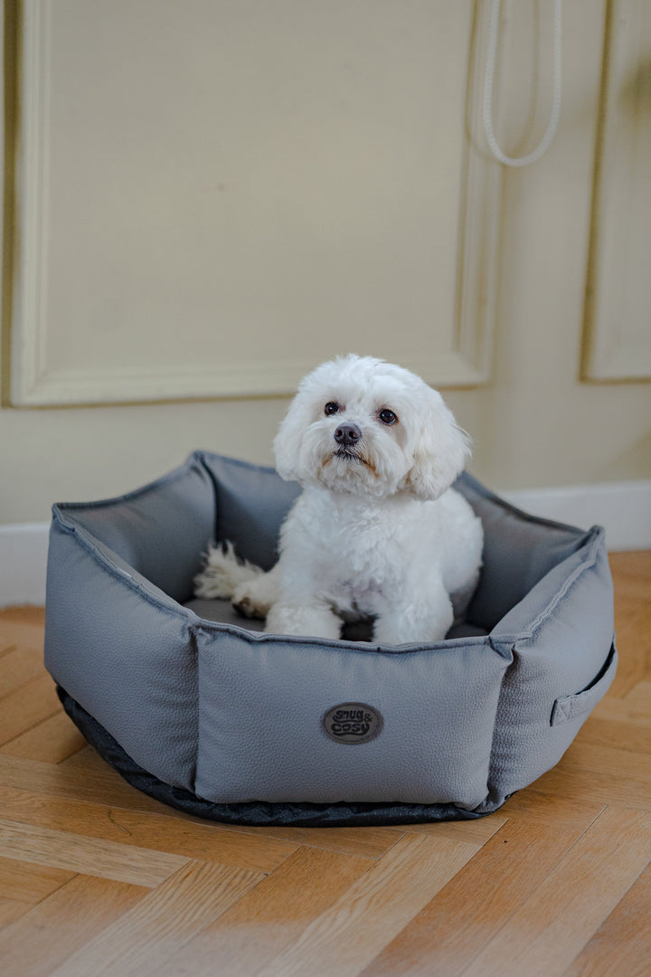 Monza Faux Leather Hexagon Dog Pet Bed - Dog Bed for dogs Snug and Cosy Pets