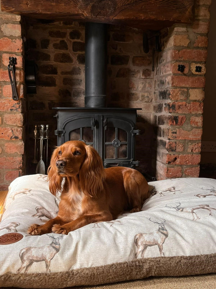 Moorland Stag Reversible Dog Lounger - Embrace Autumn Elegance - Pet Loungers for dogs Snug and Cosy Pets