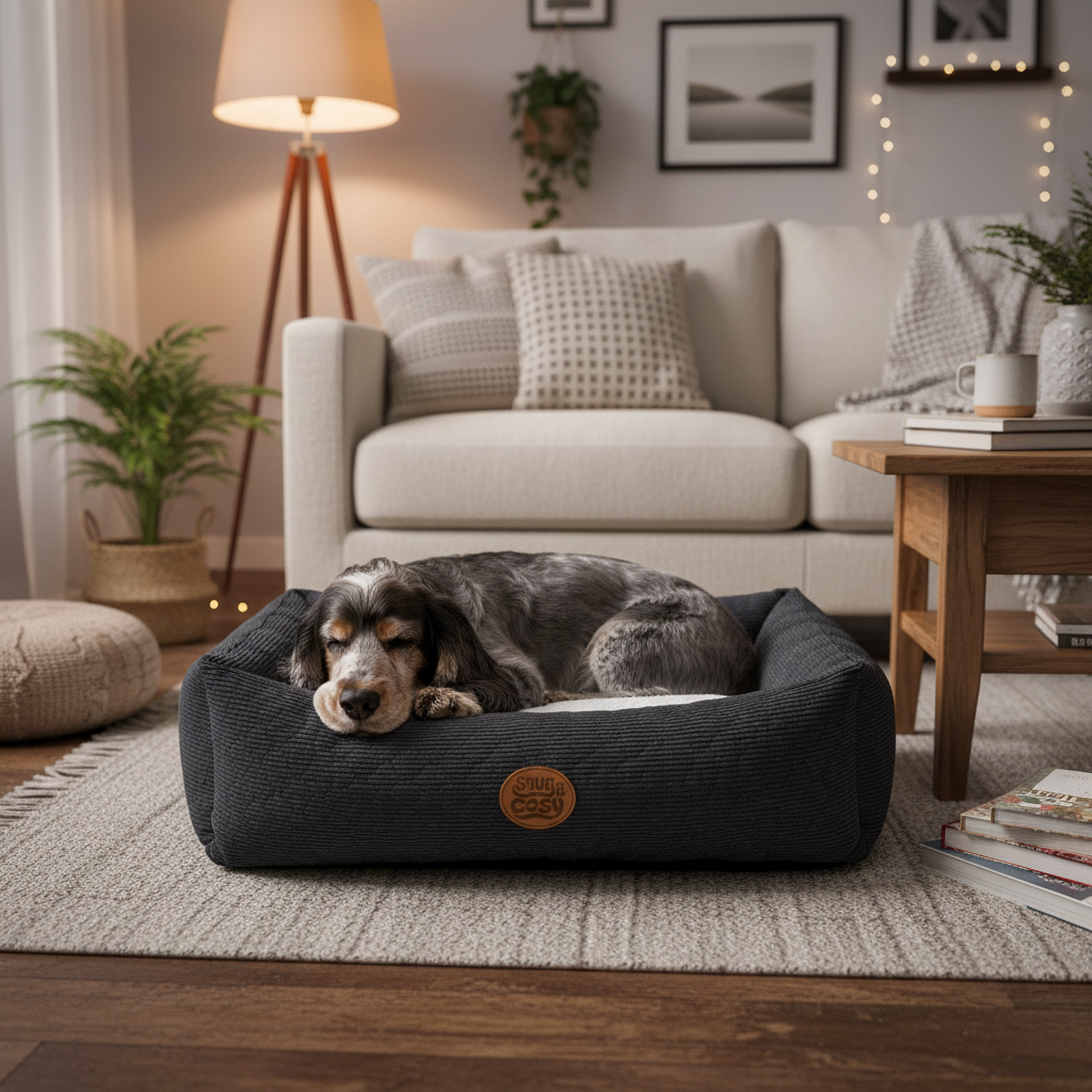 Lush Mink Charcoal Reversible Dog Bed - Dog Bed for dogs Snug and Cosy Pets