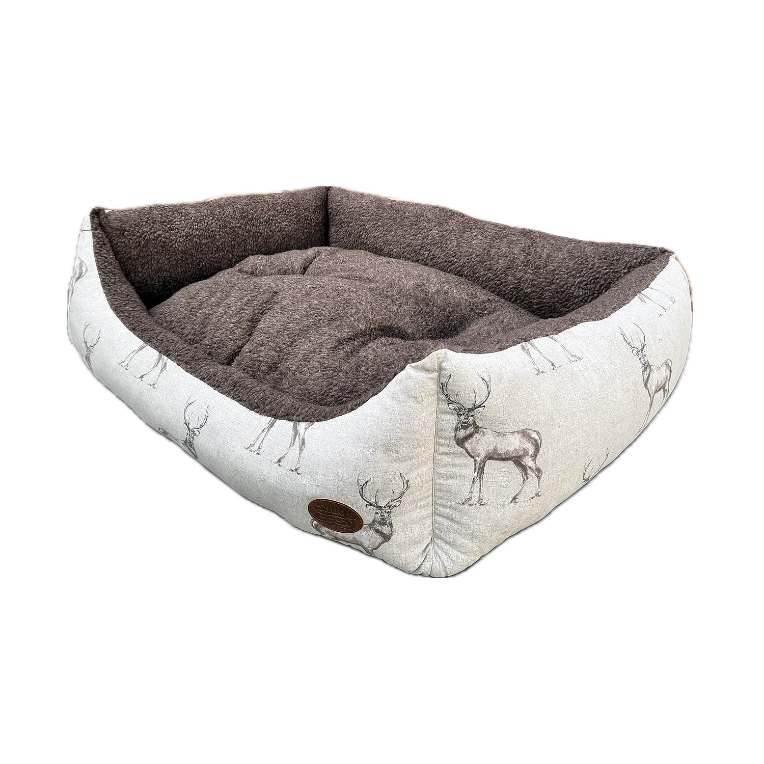 Moorland Stag Reversible Rectangle Dog Bed - Pet Beds for dogs Snug and Cosy Pets