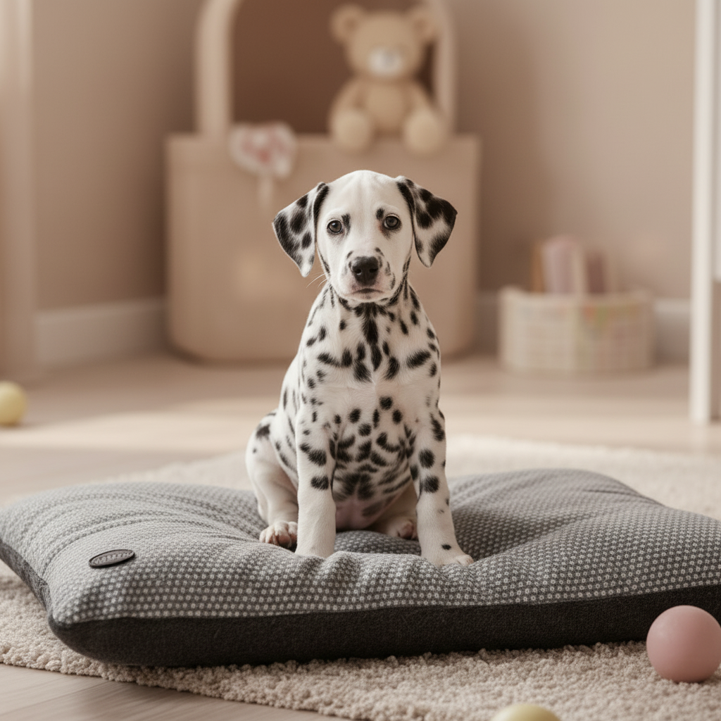 Mocha Polka Dot Dog Lounger - Washable Pet Bed with Removable Cover - Dog Beds & Loungers for dogs Snug and Cosy Pets