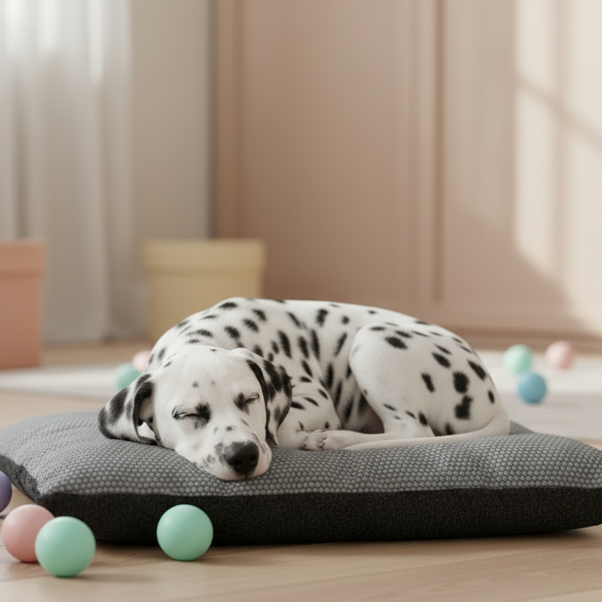 Grey Polka Dot Pet Lounger – Soft Washable Dog & Cat Mat with Fleece Backing - Dog Beds & Loungers for dogs Snug and Cosy Pets