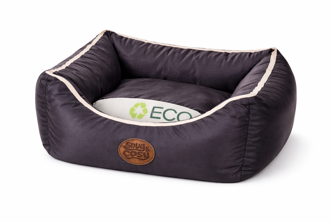 Eco Dog Pet Bed Grey - Recycled Plastic Bottle Yarn Wipe-Clean 5 Sizes - Pet Beds for dogs Snug and Cosy Pets