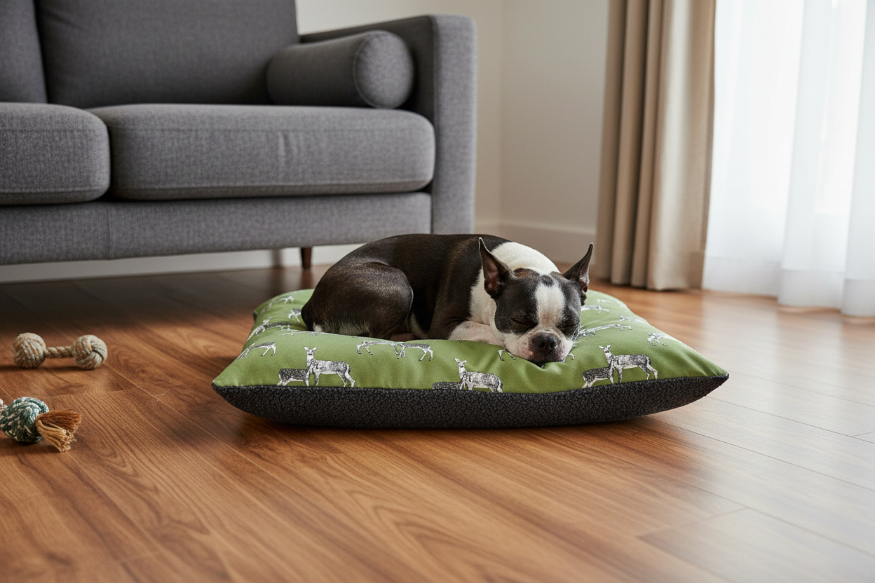 Sage Deer Print Lounger - Elegant Dog Bed for Ultimate Comfort - Dog Beds & Loungers for dogs Snug and Cosy Pets