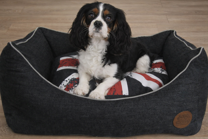 The Denim Union Jack Dog Pet Bed Reversible Cushion