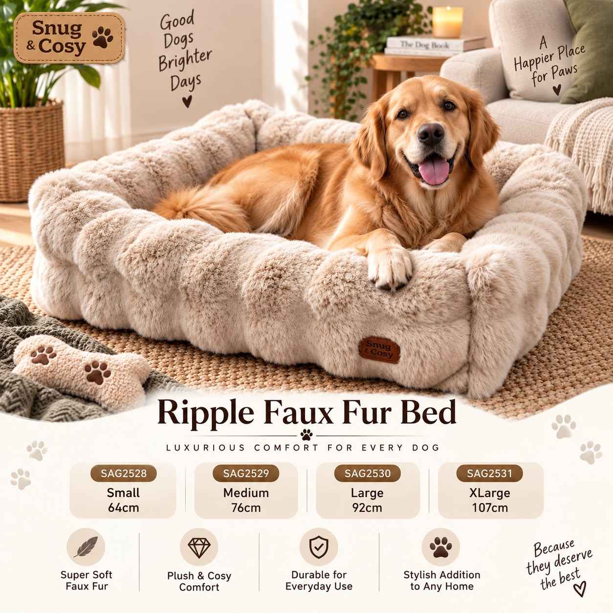Ripple Faux Fur Bed