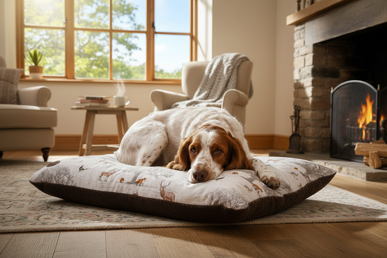 Woodland Cream Lounger Cushion Reversible - Cosy Retreat for Pets - Pet Bed for dogs Snug and Cosy Pets