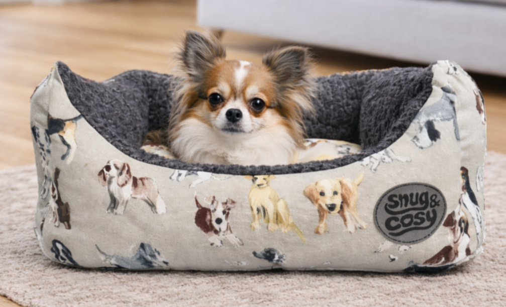 Dog Print Bed Soft Durable Pet Rectangle - pet range for dogs Snug and Cosy Pets