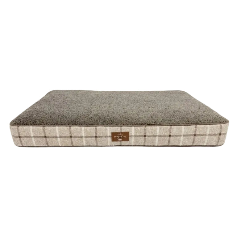 Heritage Check & Sherpa Orthopaedic Mattress Bed - for dogs Snug and Cosy Pets
