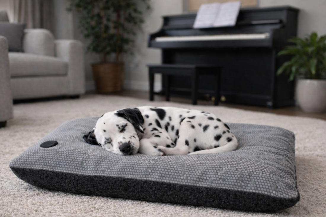 Grey Polka Dot Pet Lounger – Soft Washable Dog & Cat Mat with Fleece Backing - Dog Beds & Loungers for dogs Snug and Cosy Pets