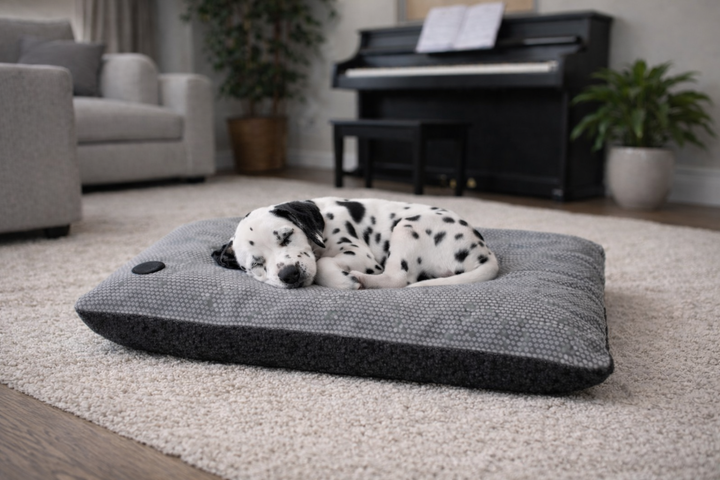 Grey Polka Dot Pet Lounger – Soft Washable Dog & Cat Mat with Fleece Backing - Dog Beds & Loungers for dogs Snug and Cosy Pets