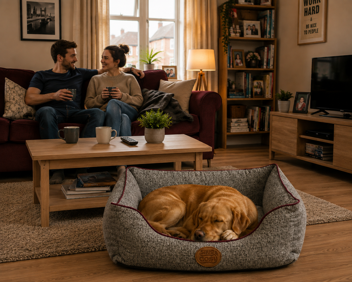 Edinburgh Herringbone Dog Bed | Luxury Tweed Rectangle Bed - for dogs Snug and Cosy Pets