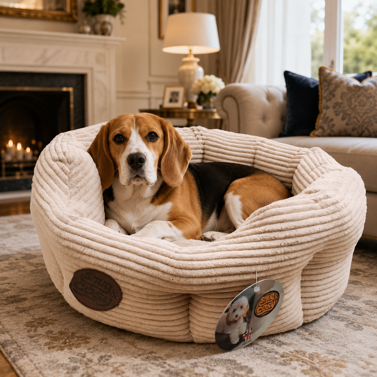San Remo Oval Mink Dog Bed with Removable Washable Cover - Pet Beds for dogs Snug and Cosy Pets